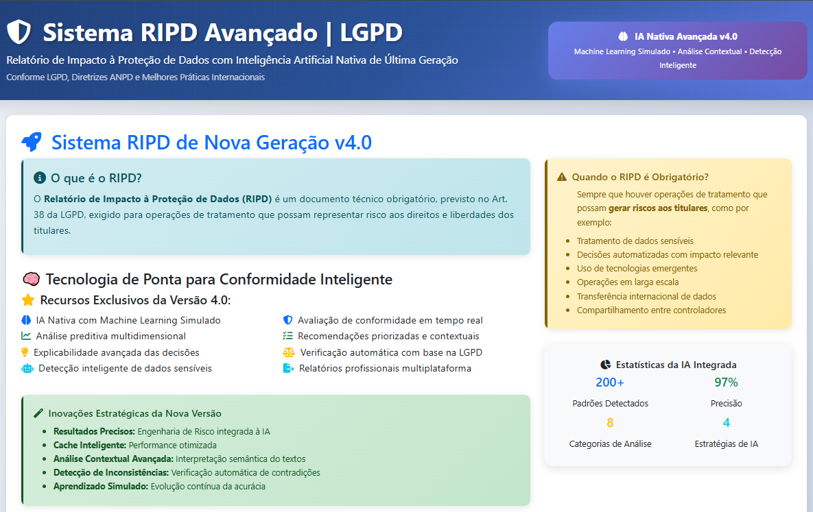 Página introdutória do RIPD