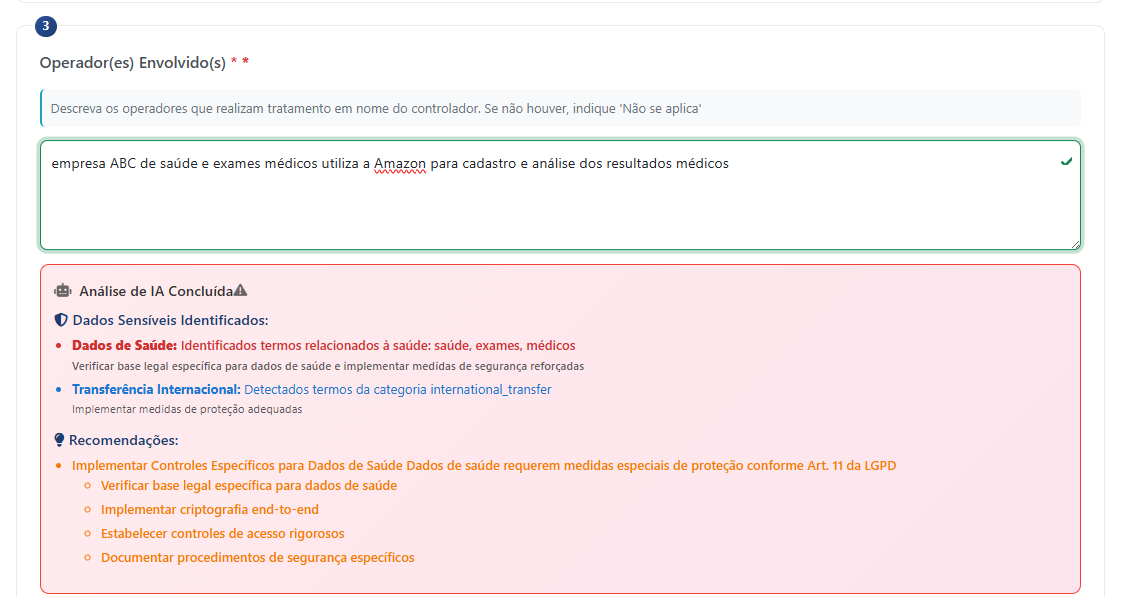 Análise da IA em tempo real
