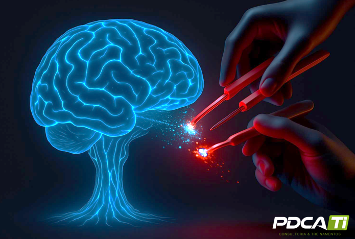 Representação visual de ataques adversariais contra sistemas de IA, mostrando vulnerabilidades em modelos de machine learning