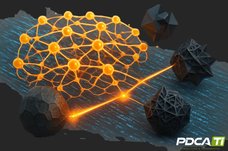 Representação futurística de tecnologias emergentes como computação quântica e edge AI moldando o futuro da inteligência artificial