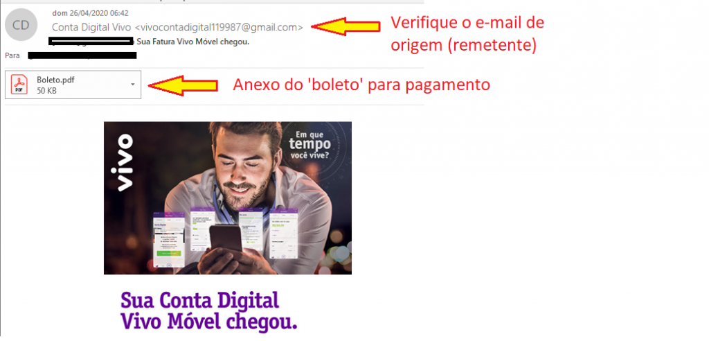 E-mail falso VIVO
