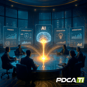 Representação Visual dos desafios estratégicos de lidar com a IA nos negócios. Casos reais de uso da IA que exigem gestão de riscos da IA