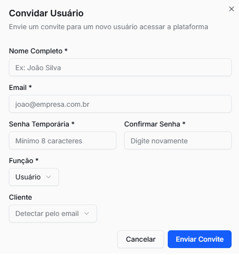 Convite Seguro de Usuário Externo