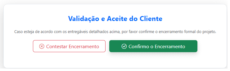 Botão Administrativo de Encerramento de Projeto