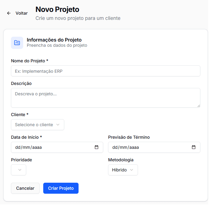 Parametrização de Nova Iniciativa